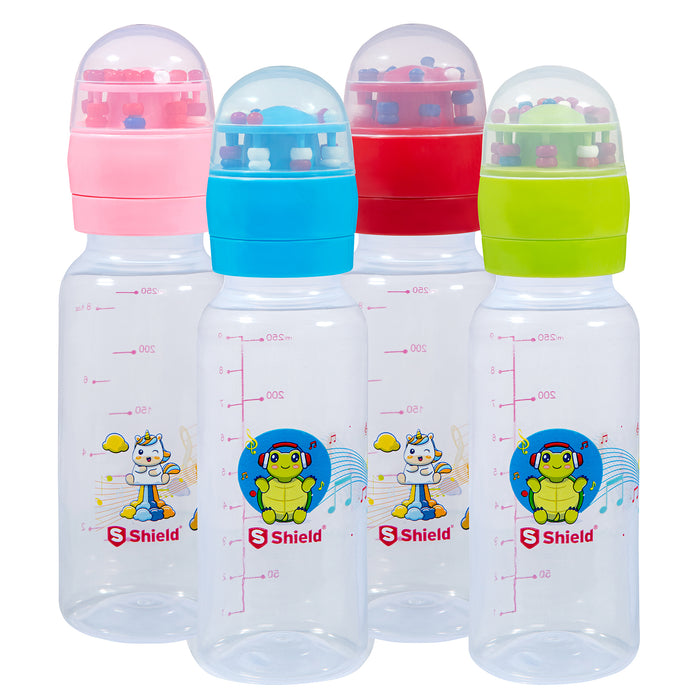 Rattle Cap Feeding Bottle with Toy Cap & Slow Flow Nipples BPA Free