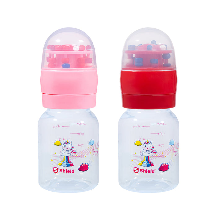 Rattle Cap Feeding Bottle with Toy Cap & Slow Flow Nipples BPA Free