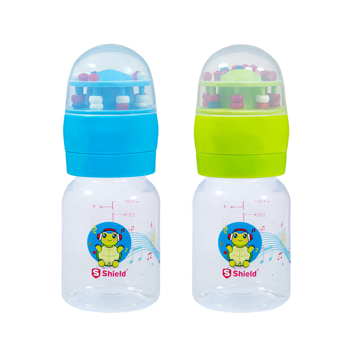 Rattle Cap Feeding Bottle with Toy Cap & Slow Flow Nipples BPA Free