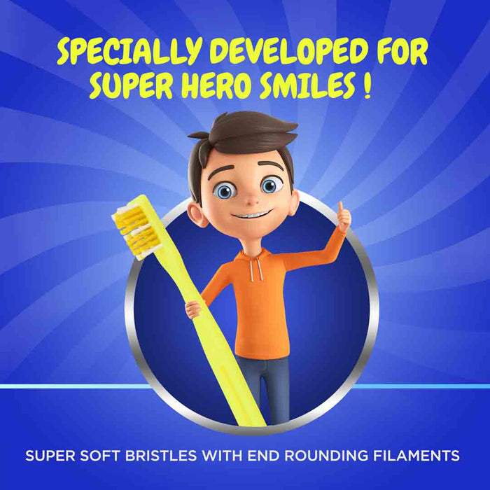 Bio Junior Toothbrush with Extremely Soft Bristles, Best Oral Care for Kids - Super Soft Bristles, Available in 4 colors