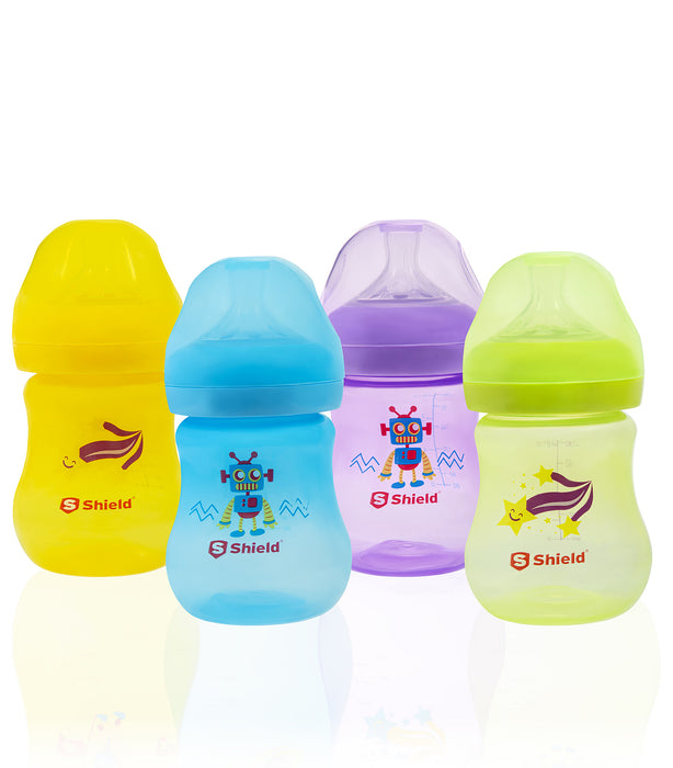Crystal Feeding Bottles Slow Flow Breast-Like Nipple With Anti-Colic Valve with Travel Caps, Made with Polypropylene and BPA FREE