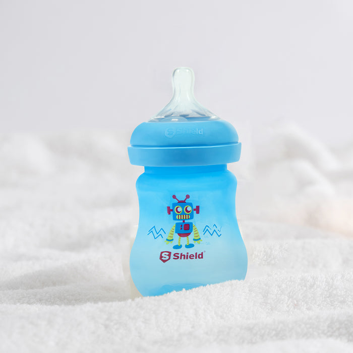Crystal Feeding Bottles Slow Flow Breast-Like Nipple With Anti-Colic Valve with Travel Caps, Made with Polypropylene and BPA FREE