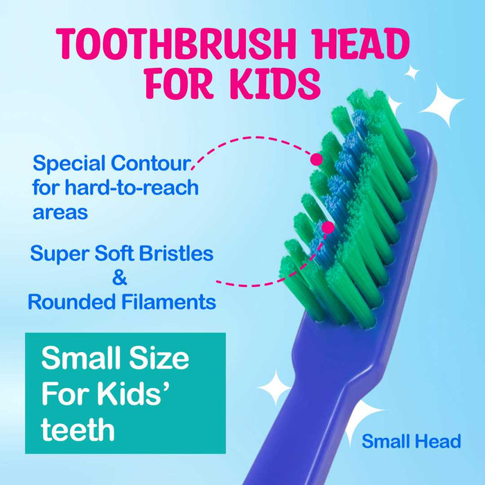 Flex Junior Toothbrush with Spring Neck, Maximum Oral Care for Kids - Super Soft Bristles, Available in 4 Colors