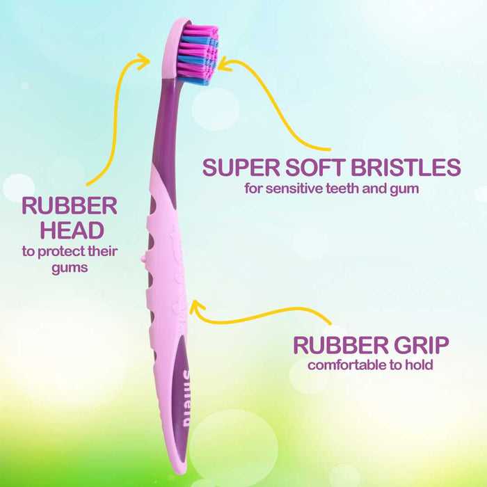 Hippo Toothbrush with Versatile Grip and Playful Design for Kids’ Oral Care - Super Soft Bristles