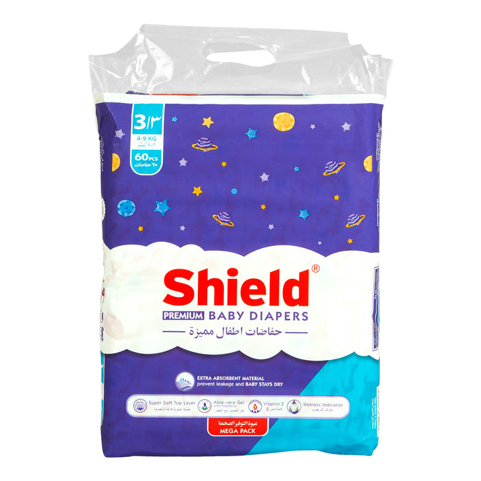 Premium Baby Diaper Mega Pack Size 3 Medium 60 Pcs for 4 to 9 Kg