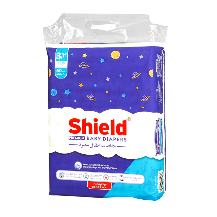Premium Baby Diaper Mega Pack Size 3 Medium 60 Pcs for 4 to 9 Kg